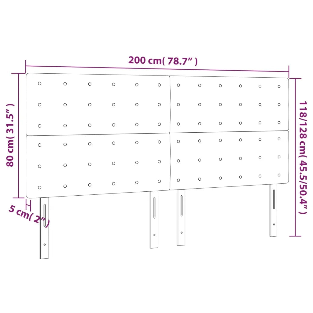 Testiera a LED crema 200x5x118/128cm in Tessuto