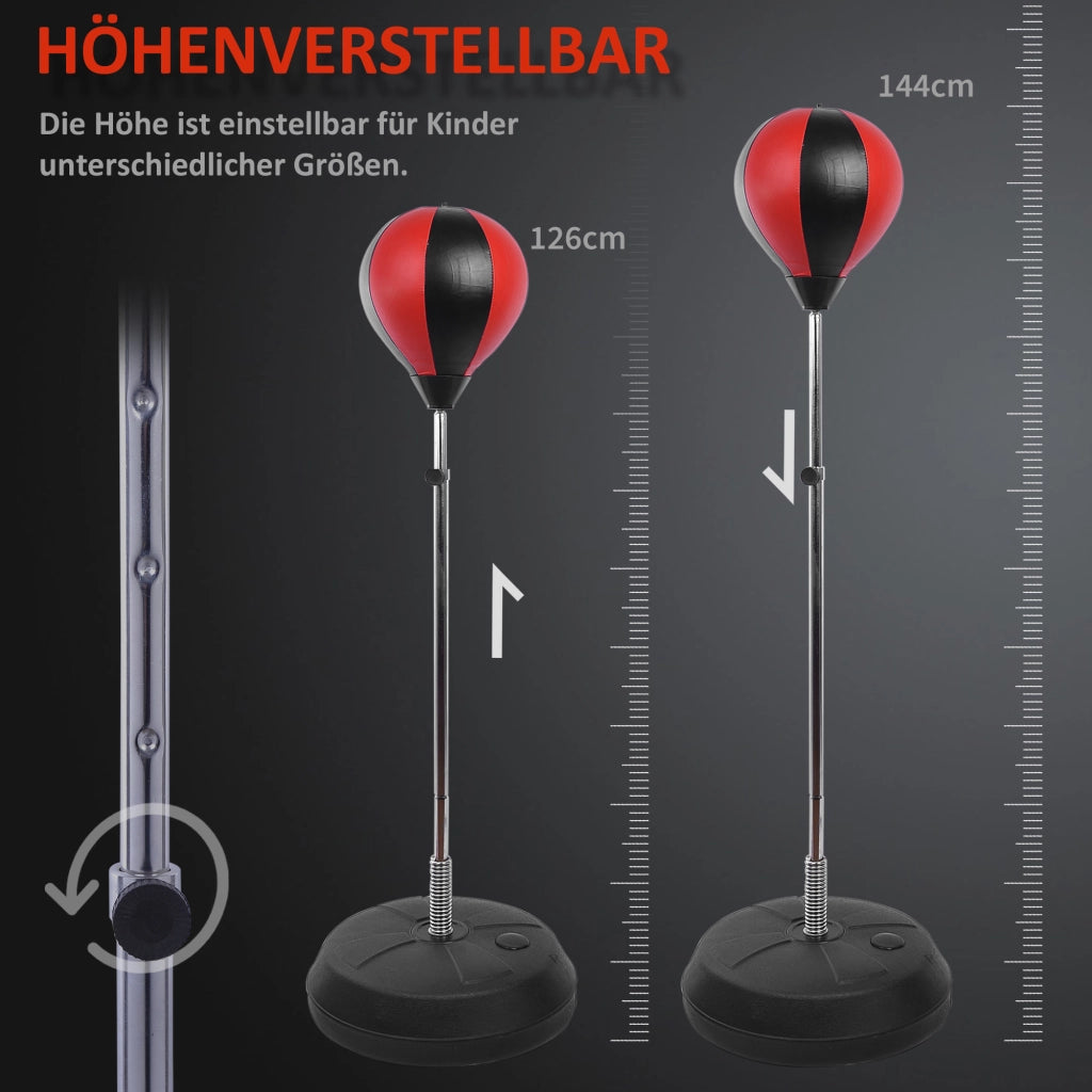 Set Punching Ball ¨C Minimal ¨C 126-144 cm regolabile in altezza con sacco, guantoni e pompa