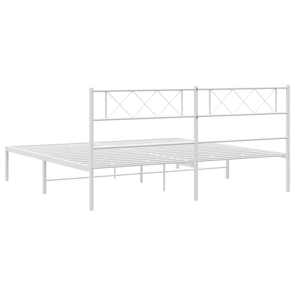 Giroletto con Testiera Metallo Bianco 180x200 cm 372330
