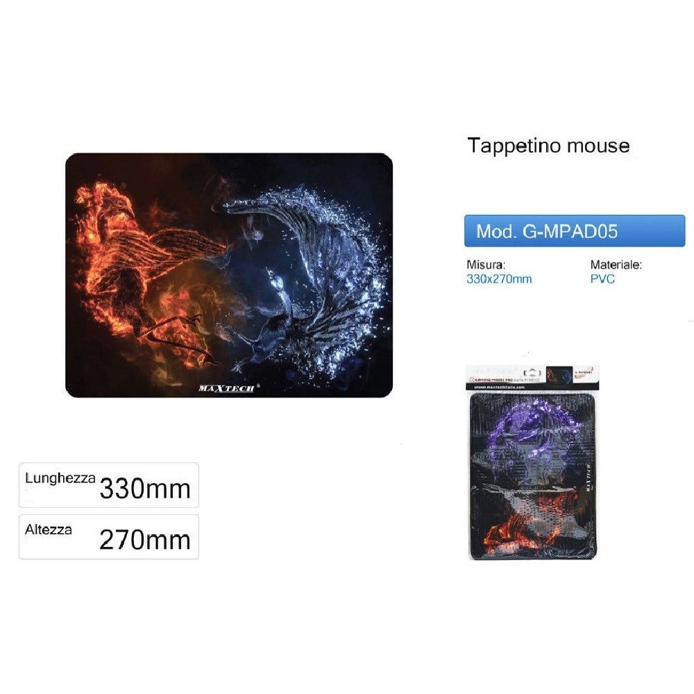Trade Shop - Tappetino Poggiapolso Tappeto Pc Gaming Mouse Pad Serie Fireice Maxtech G-mpad05 -