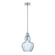 Lampada sospesa Maytoni Eustoma vetro blu cromo E14 Ø16