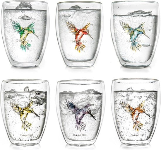 Set di bicchieri in vetro da caffè – premium qualità – set da 6 bicchieri da 250 ml