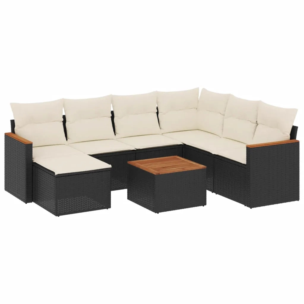 Set Divani da Giardino con Cuscini 8 pz Nero in Polyrattan 3226210