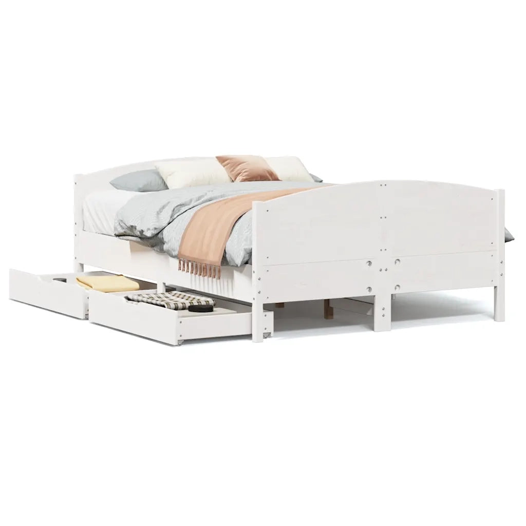 Letto senza Materasso-Struttura Letto Bianco 140x190 cm Legno Massello di Pino 858852