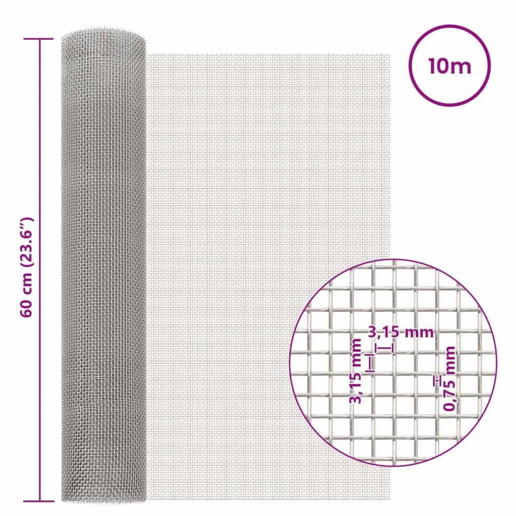 Rete per schermatura 60 x 1000 cm 6 Mesh Argento 42039652