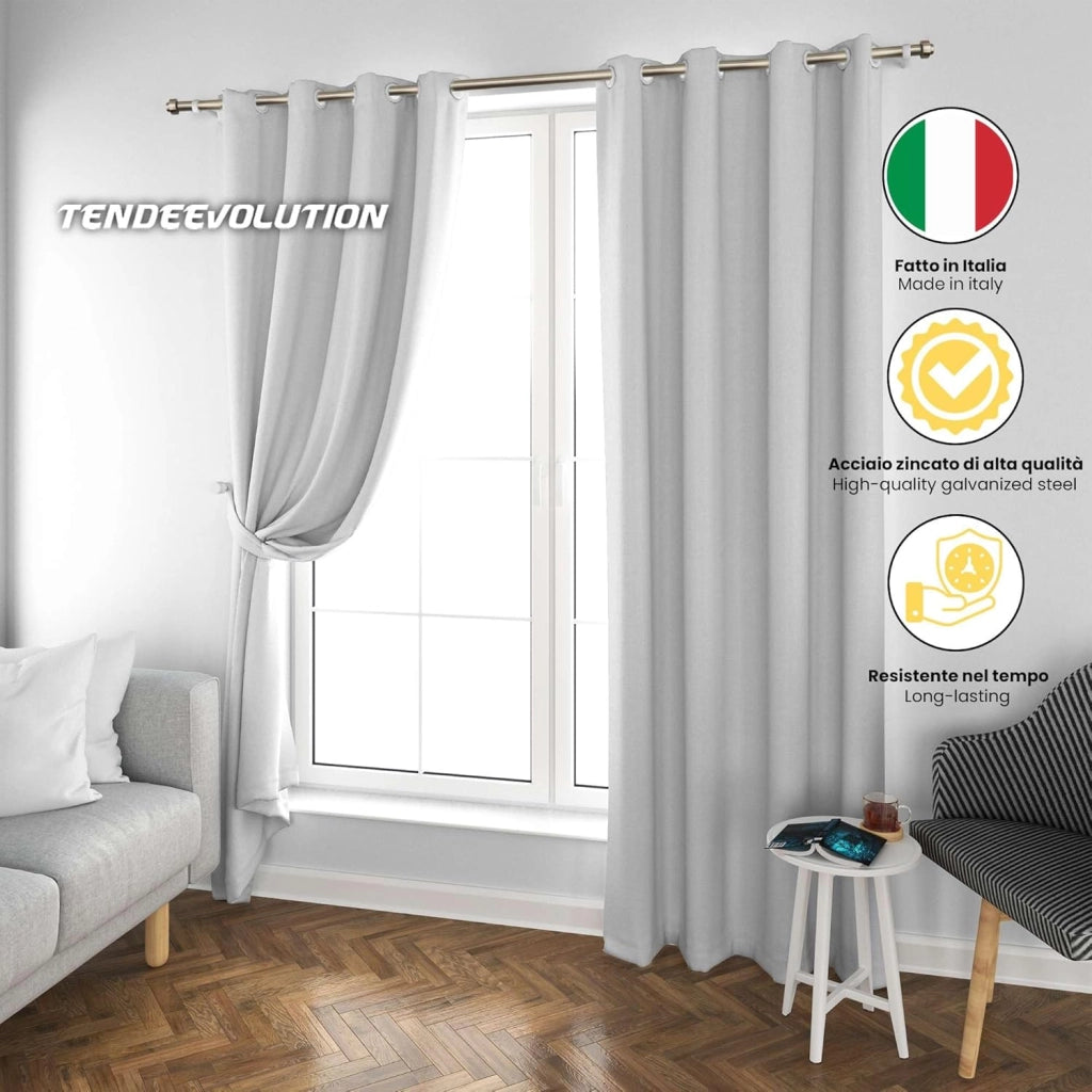 N°2 anelli per bastone diametro 20mm colore cromato