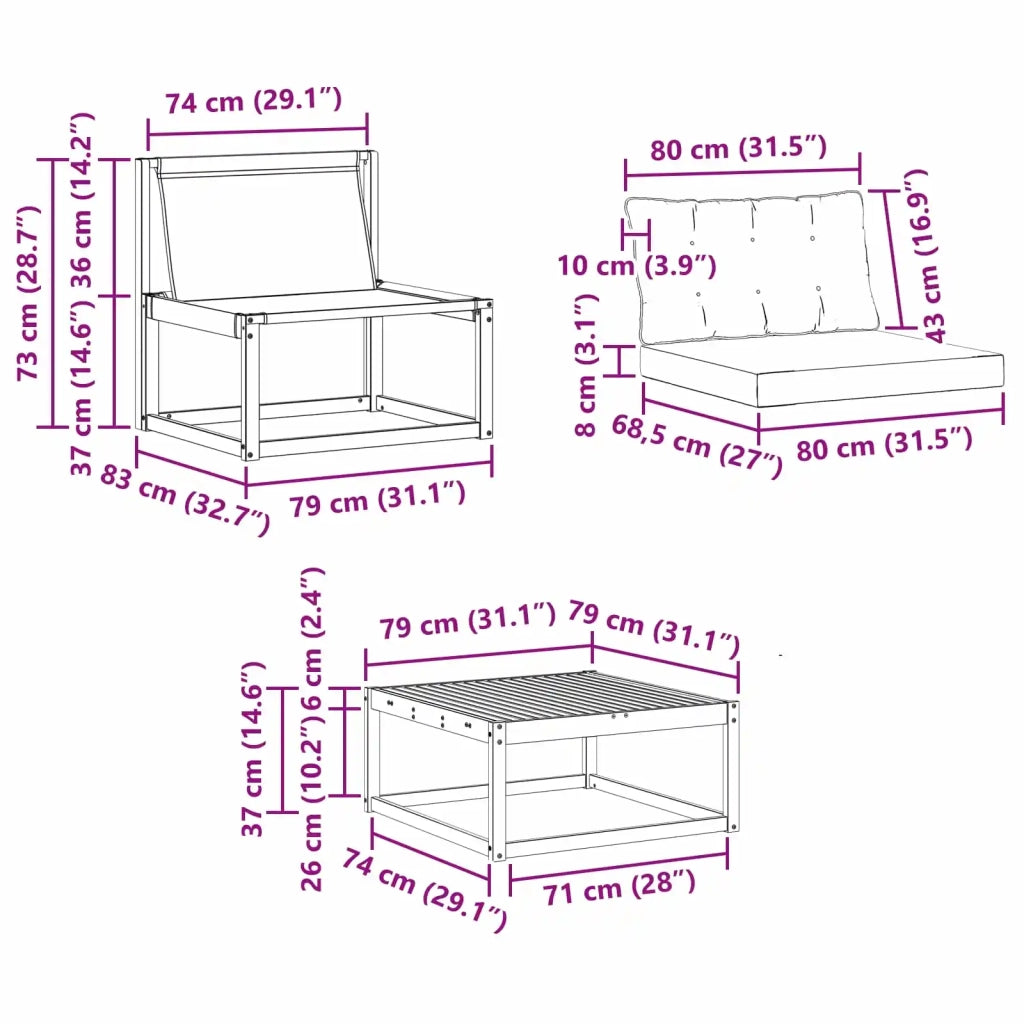 Set di divani da esterno 8 pcs Bianco e nero 3388482