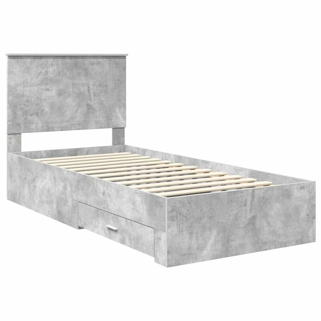 Letto singolo | Letto per adulti | Struttura del letto con testiera Grigio cemento 90 x 200 cm