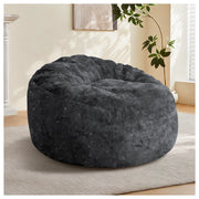 Poltrona bean bag con schienale alto curvo in flanella nera