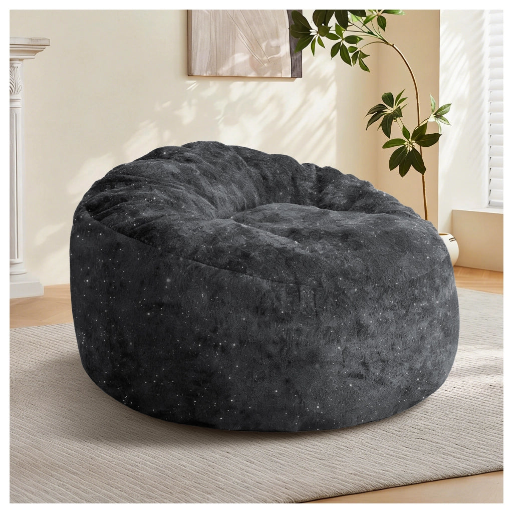Poltrona bean bag con schienale alto curvo in flanella nera