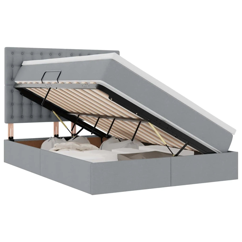 Letto con contenitore e materasso Grigio chiaro 140 x 200 cm