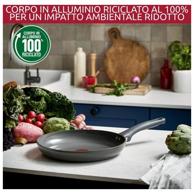 Lagostina 010274040128 Risorsa Padella Antiaderente Ceramica Goceram 28 cm Thermo Signal Multiuso colore Grigio