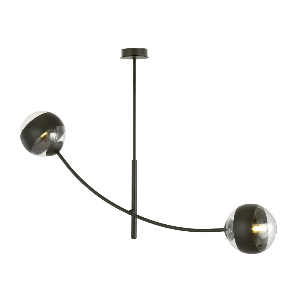 Plafoniera Emibig Hunter 2 luci E14 nera vetro trasparente