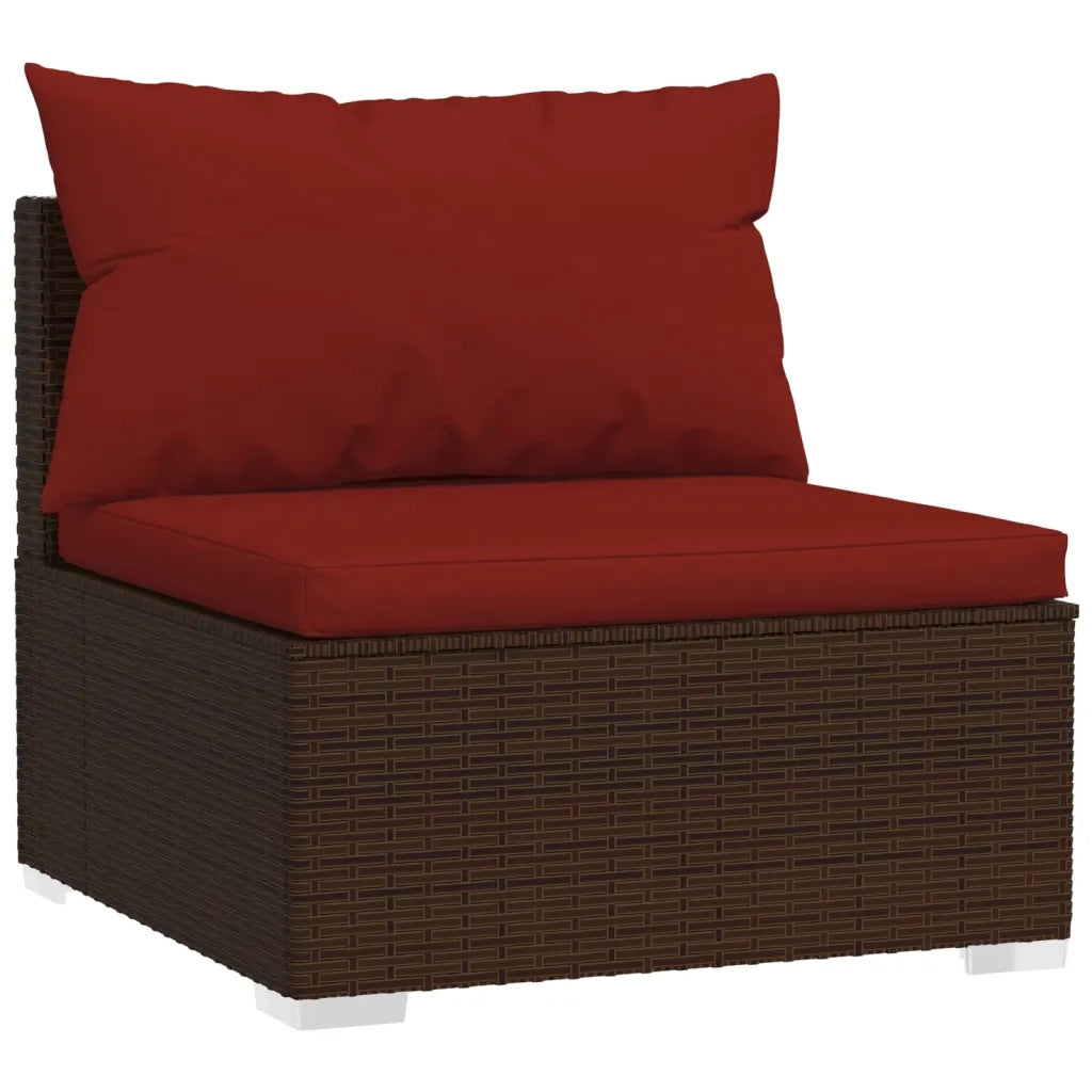 Set Divani da Giardino 7 pz con Cuscini in Polyrattan Marrone 3101835