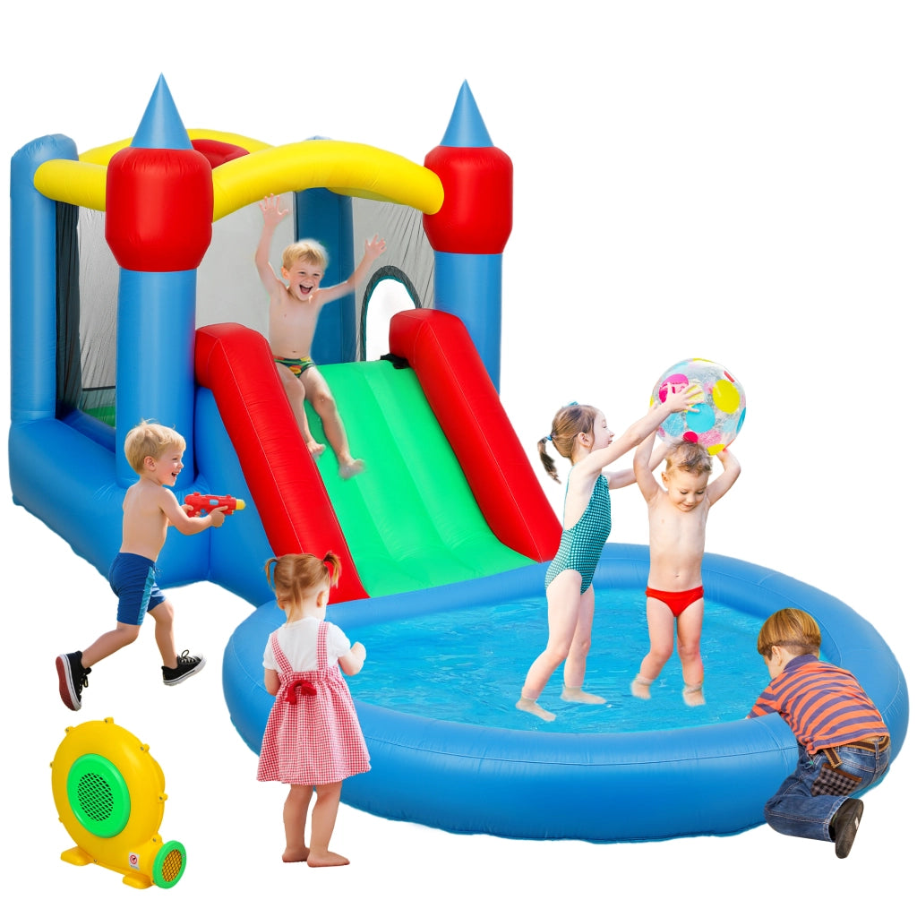 Castello Gonfiabile 4 in 1 con Scivolo ¨C Minimal ¨C Multicolore 415x205x190cm