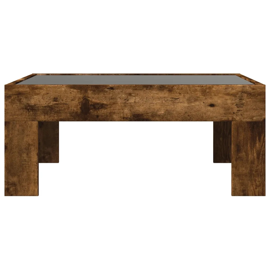 Tavolino da Salotto con LED Infinity-Tavolino da soggiorno Rovere Fumo 70x50x30 cm