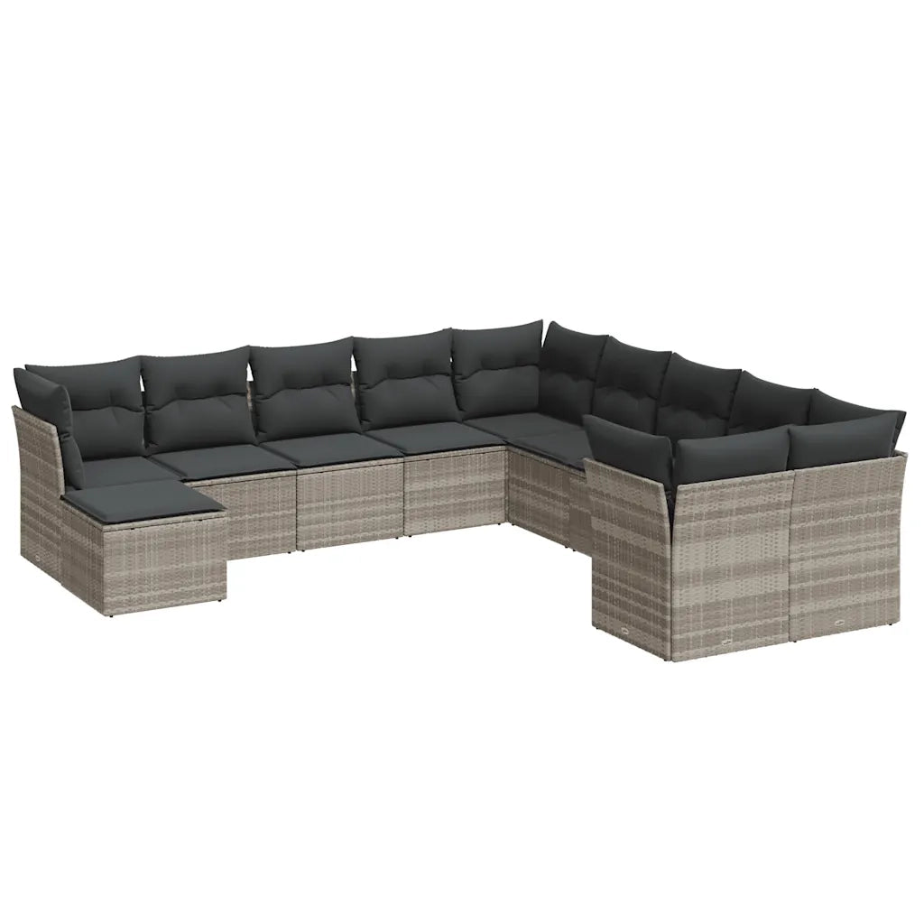 Set Divani da Giardino 11 pz con Cuscini in Polyrattan Grigio 3250451