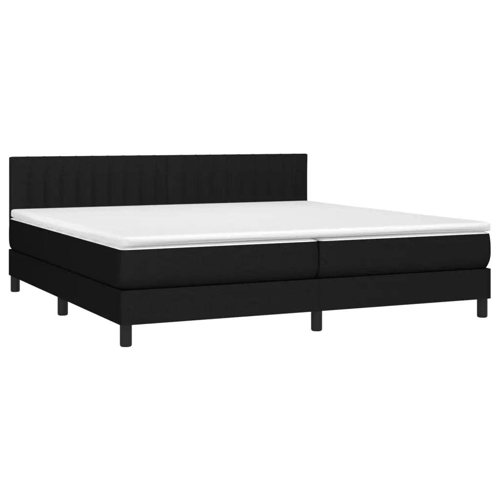 Letto a Molle Materasso e LED Nero 200x200cm in Tessuto 3133343