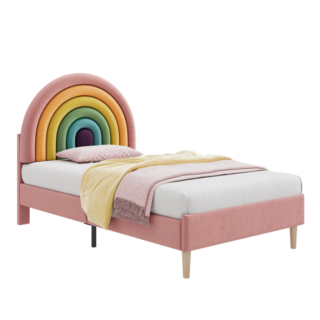 letto imbottito velluto rosa 90 x 200 cm