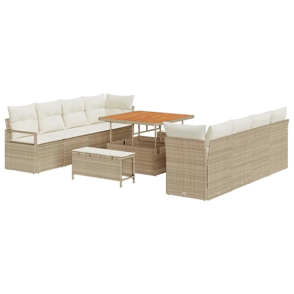 Set Divano da Giardino con cuscino 11 pcs Beige polyrattan 3362506