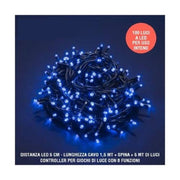 Trade Shop - Catena Luci A Led Natalia 100 Led Lucciole Blu Con Controller 8 Funzioni Interno -