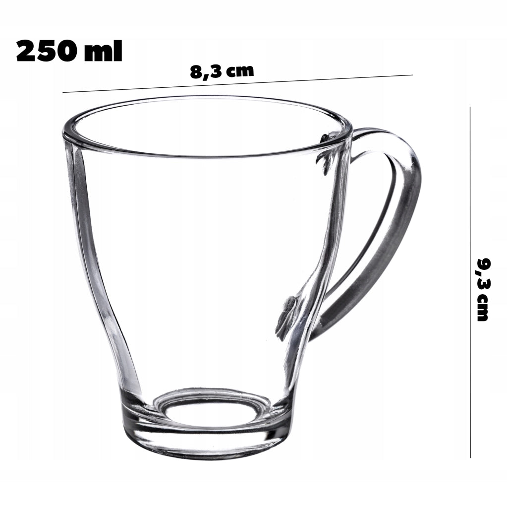 Set di 6 bicchieri da tè e caffè KADAX da 250 ml con manico.