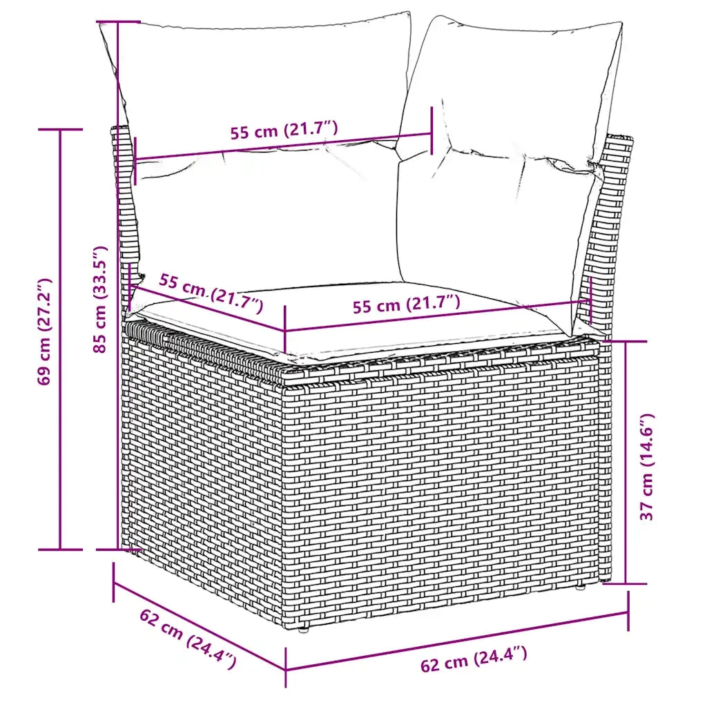Set Divano da Giardino 6pz con Cuscini Grigio Chiaro Polyrattan 3222981