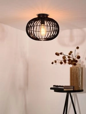 Lucide plafoniera REDA nera metallo 32cm E27 40W dimmerabile