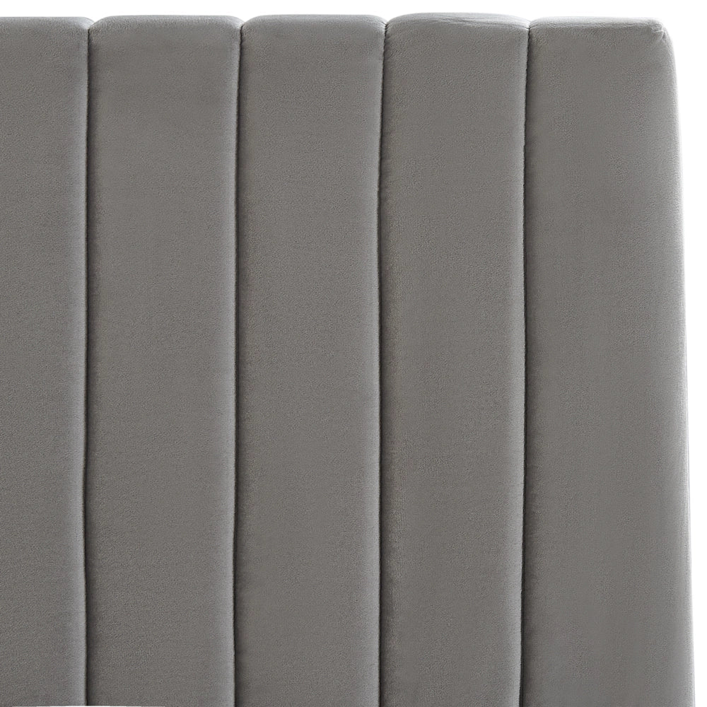 Letto con contenitore velluto grigio 160 x 200 cm Testata imbottita