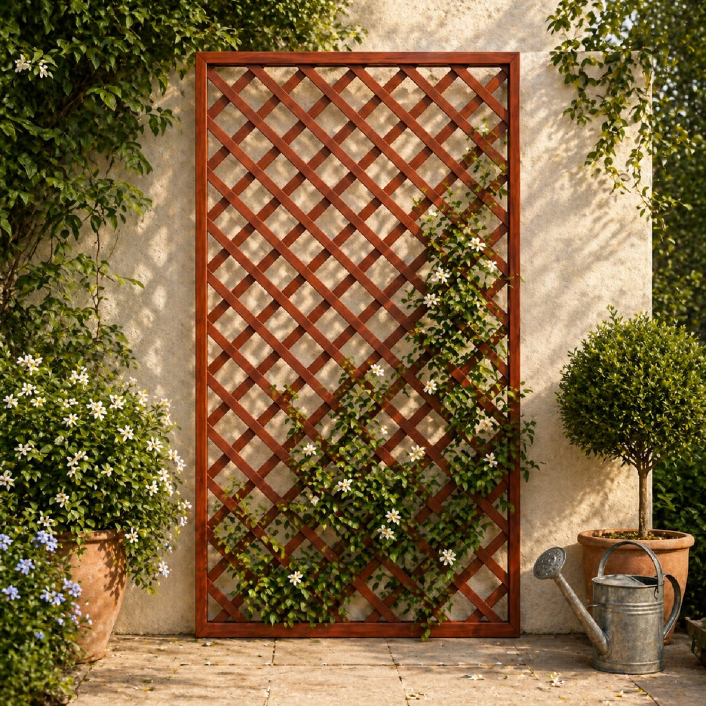 Traliccio In Legno Di Pino Impregnato Per Giardino Balcone E Terrazza Supporto Decorazione Per Piante Rampicanti Privacy Outdoor 120 x 180 Cm Legno Scuro