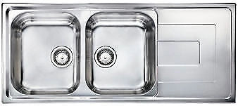 CM 010177.X2.01.2028 Classicstyle Lavello da incasso 2 vasche con gocciolatoio reversibile Acciaio Inox Microdecoro (116x50x19 cm) colore Inox Antigraffio