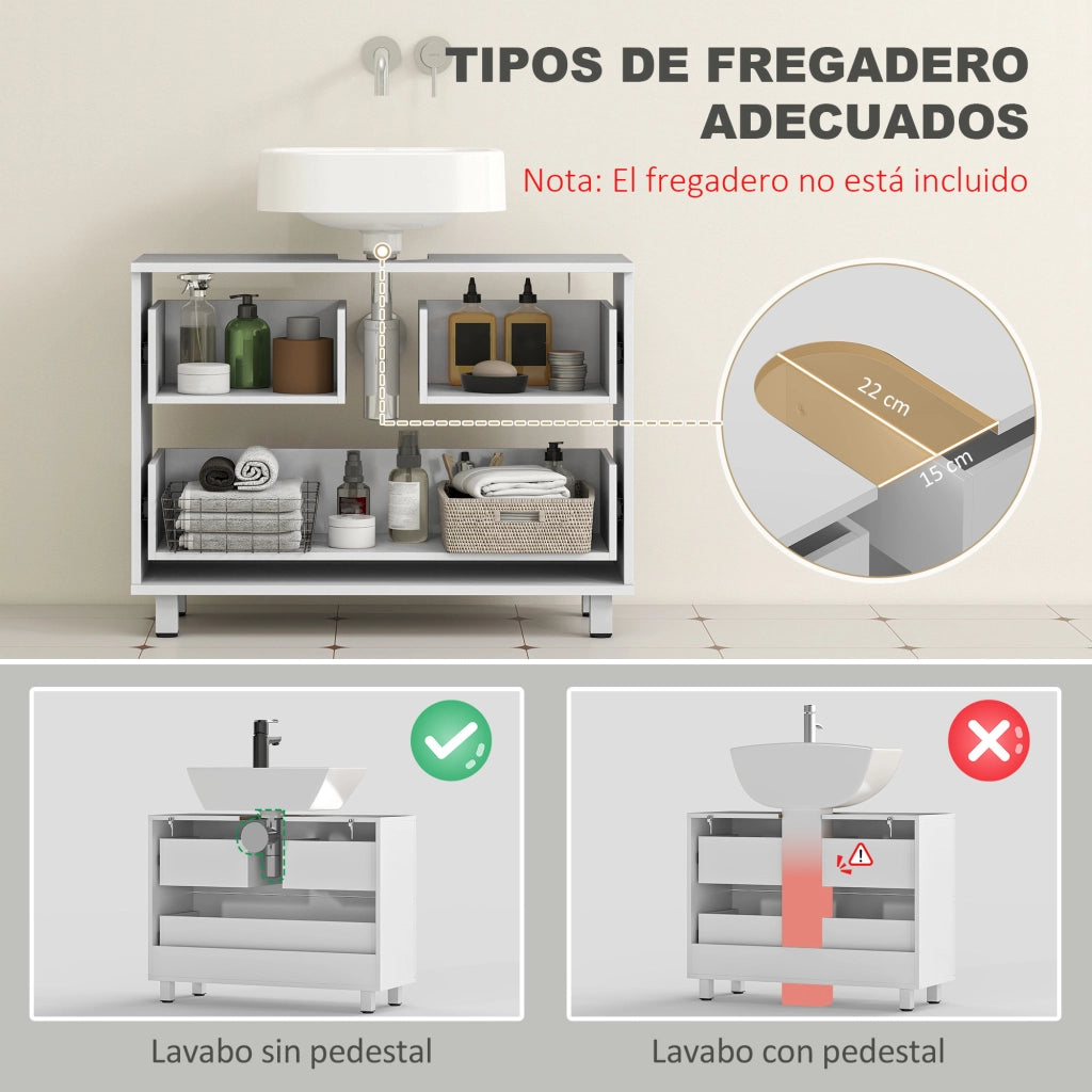 Mobile sottolavabo con 2 cassetti ¨C Xylo ¨C Bianco 80x30x60 cm