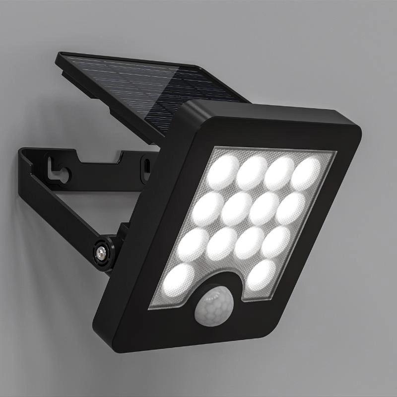 Lampada solare LED 5W con sensore movimento nera IP65 DPM
