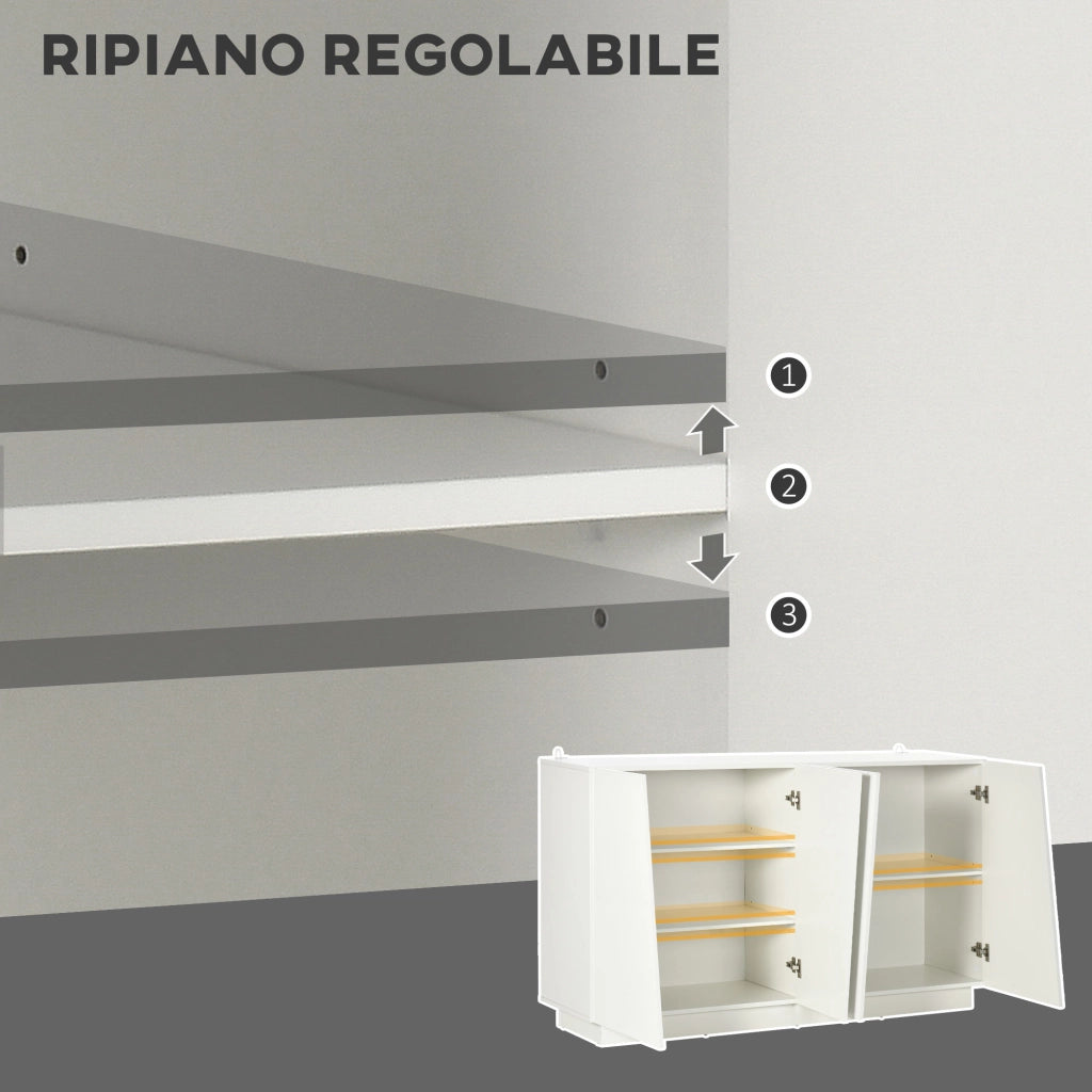 Mobiletto Multiuso 5 Livelli Bianco con Ripiano Regolabile ¨C Minimal ¨C 150x40x88 cm