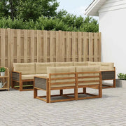 Set di divani da esterno con cuscino 7 pcs Naturale e Beige 3382641