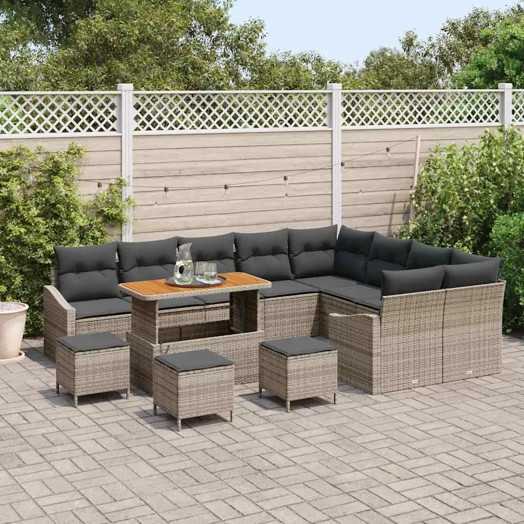 Set Divano da Giardino con cuscino 13 pcs Grigio Poly Rattan 3364653