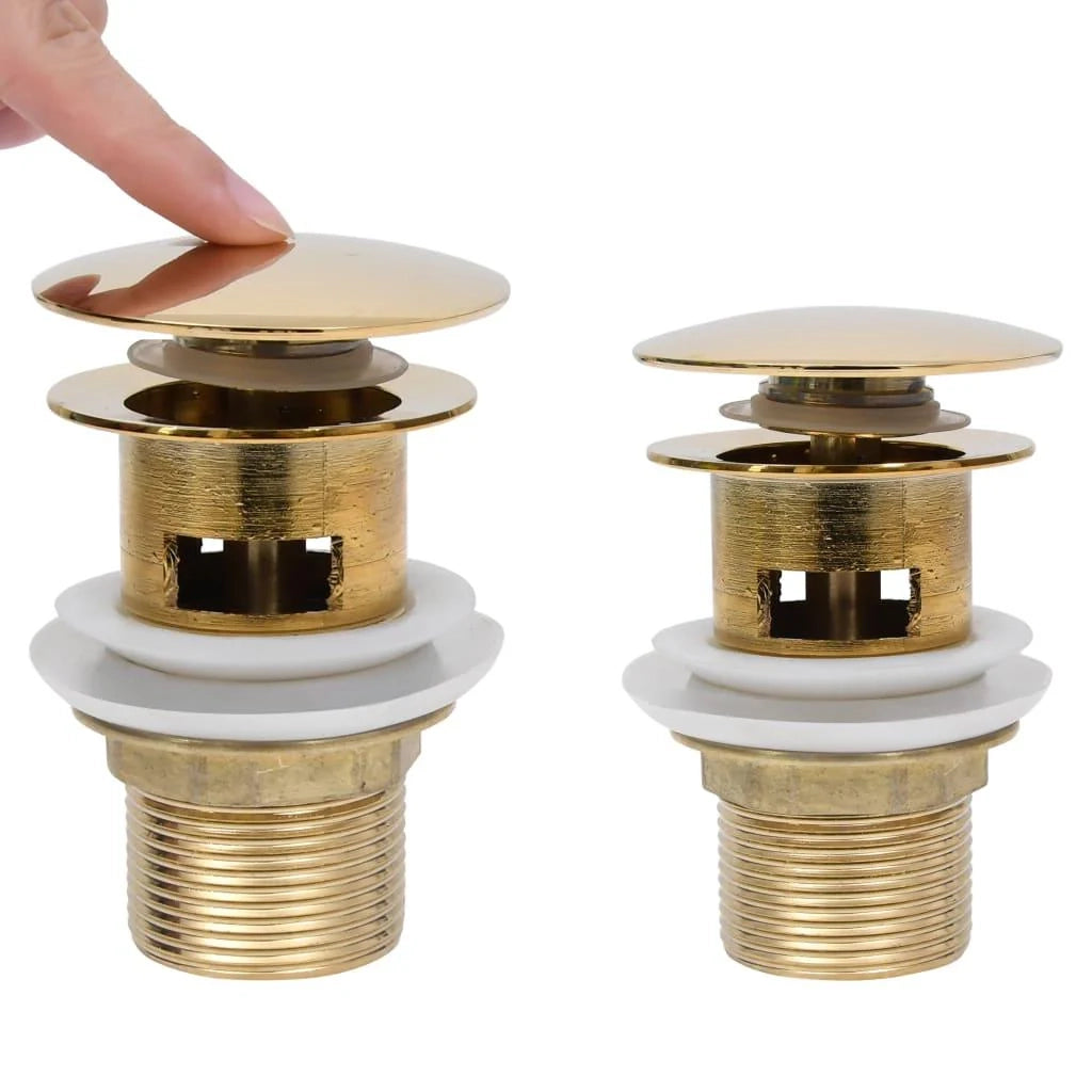 Piletta a pulsante con troppo pieno dorato 6,4 x 6,4 x 9,1 cm 02_0003484