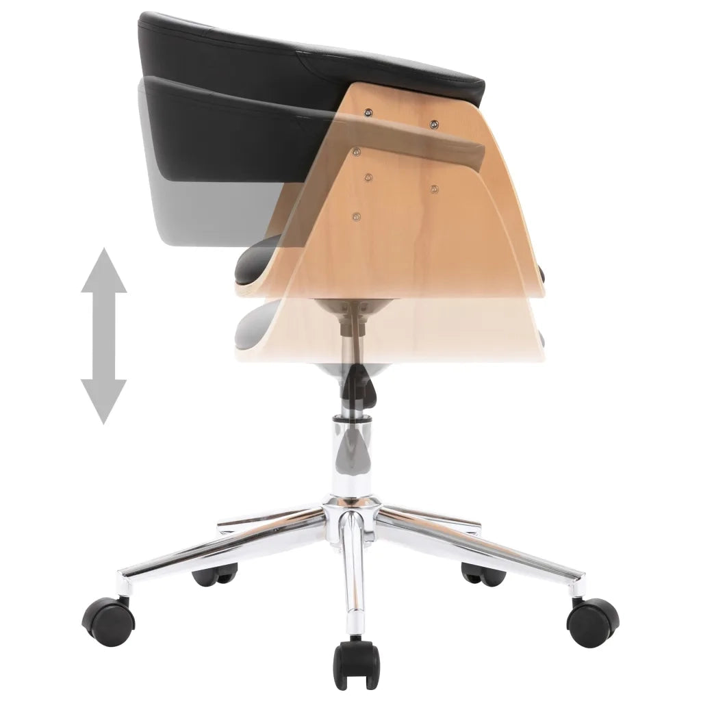 Sedia da Pranzo Girevole Nera in Legno Piegato e Similpelle 287400