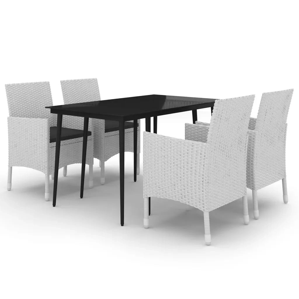 Set da Pranzo per Giardino 5 pz con Cuscini Polyrattan e Vetro 3099747