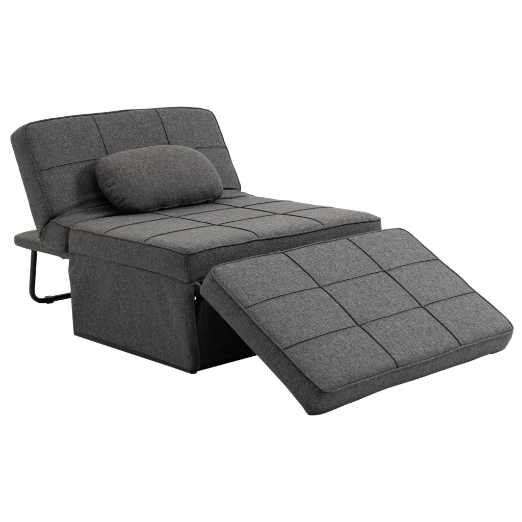 Poltrona letto 4 in 1 con schienale regolabile ¨C Xylo ¨C Tessuto grigio effetto lino 95x179x78 cm
