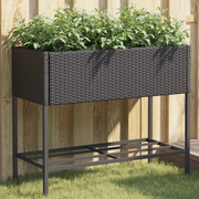 Fioriere da Giardino con Ripiani 2pz Nere 90x40x75cm Polyrattan 3210507