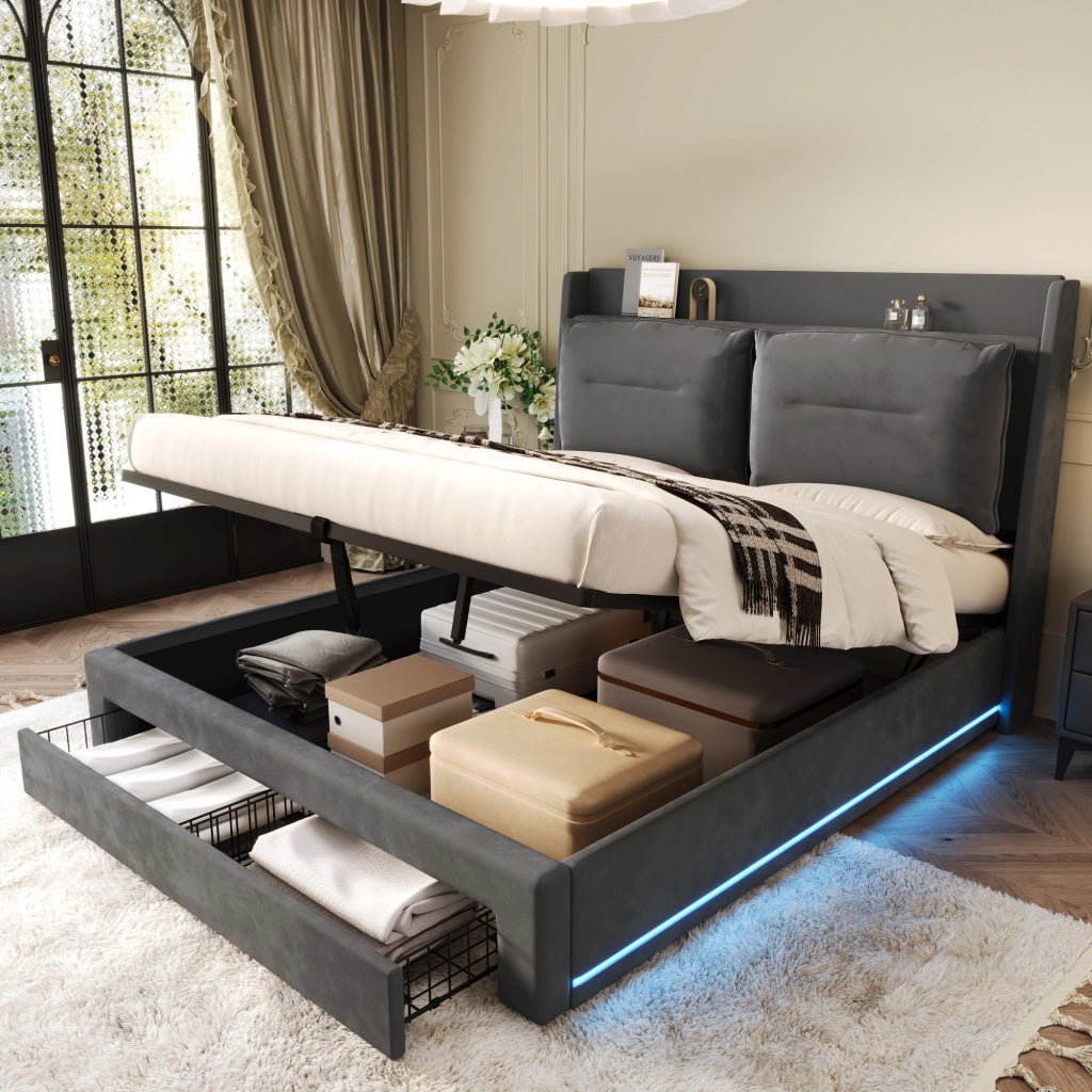 letto capitonné velluto grigio scuro 140 x 190 cm