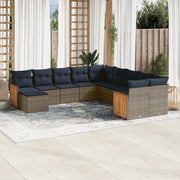 Set Divani da Giardino 11 pz con Cuscini Grigio in Polyrattan 3228252
