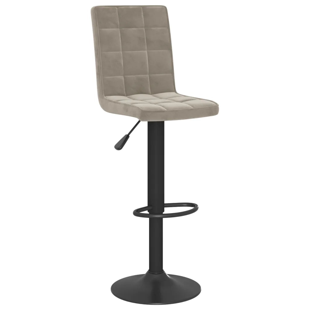 Sgabello da Bar Grigio Chiaro in Velluto 335752