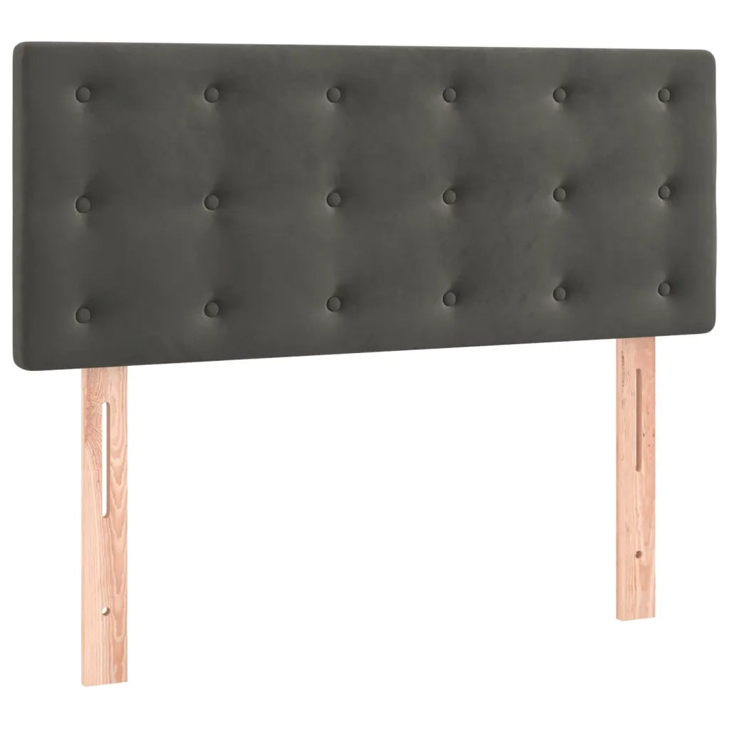 Letto a Molle con Materasso e LED Grigio Scuro 90x200cm Velluto