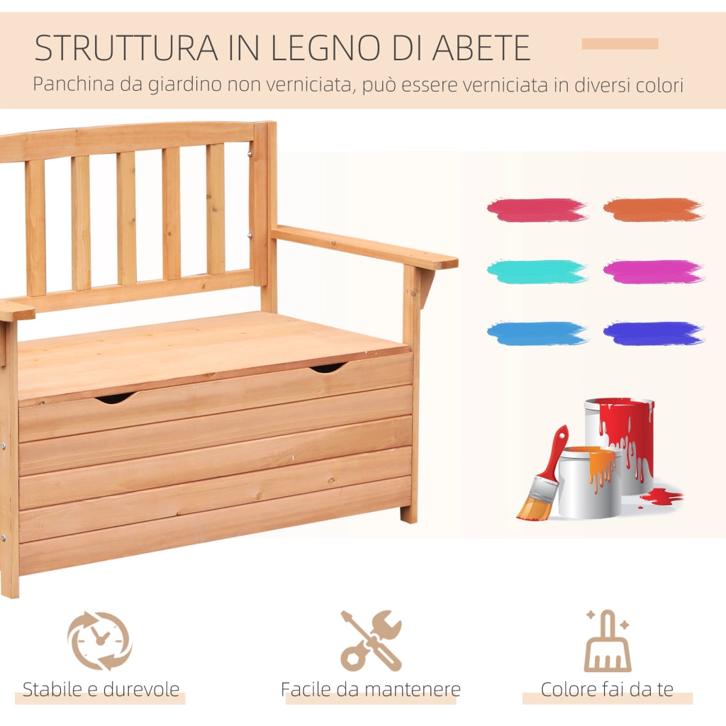 Panchina da Giardino 2 Posti con Vano Contenitore Legno