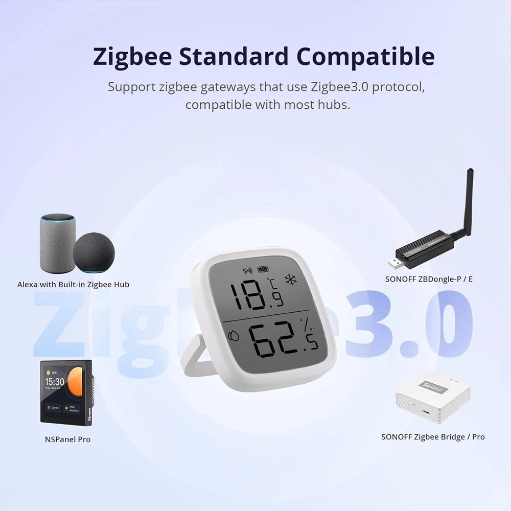 Trade Shop - Mini Sensore Temperatura Umidità Termometro Igrometro Display Lcd Sonoff Snzb-02d -