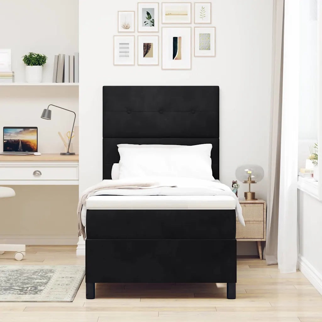 Letto a molle con materasso Nero 90 x 190 cm Velluto 3339802