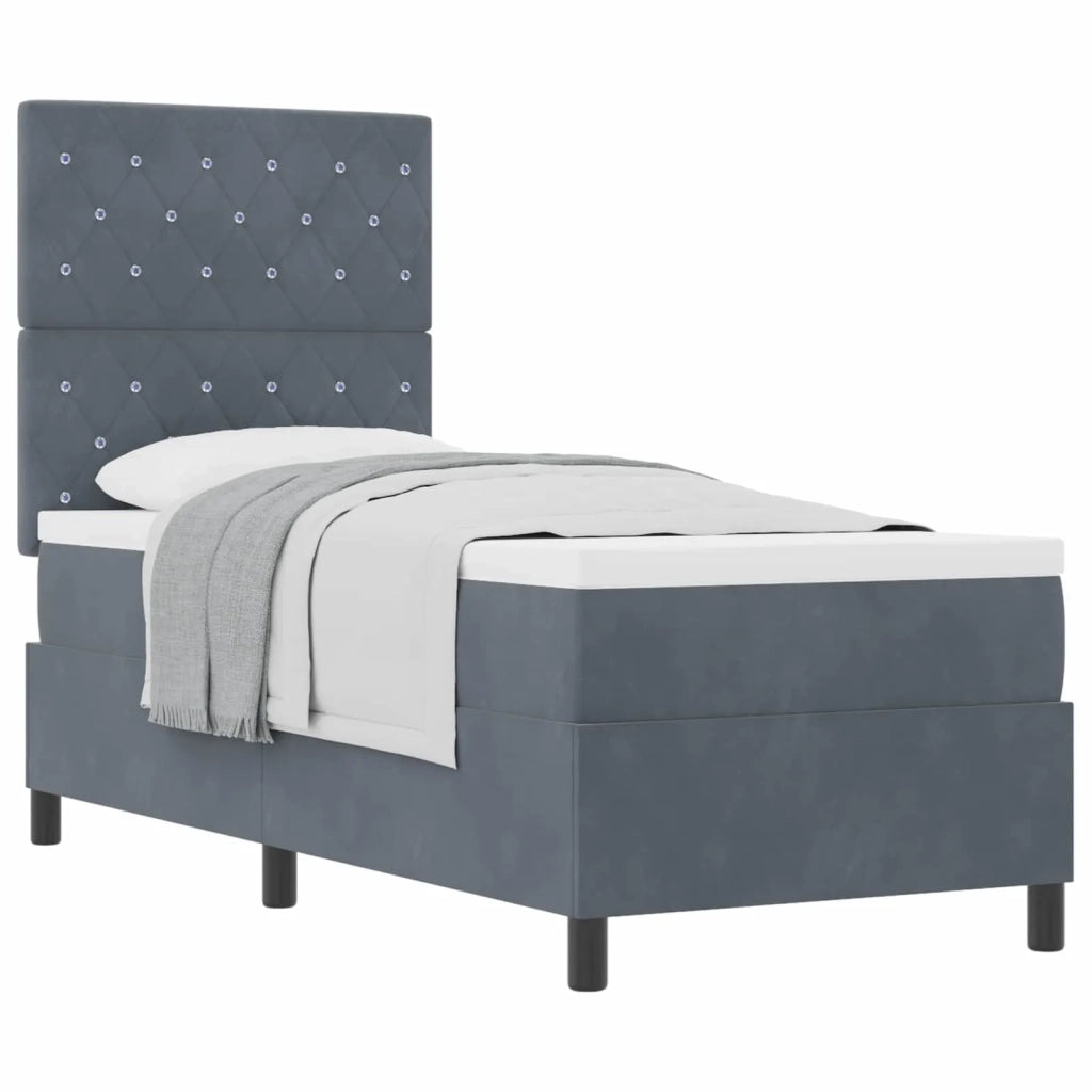 Letto a molle con materasso Grigio scuro 80 x 200 cm Velluto 3339729