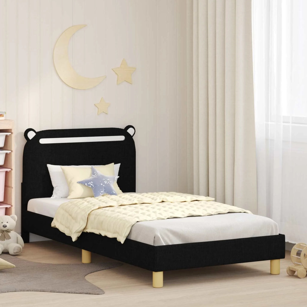 Struttura letto bambini con testata-Giroletto per bambini Nero 90 x 200 cm Tessuto 792370
